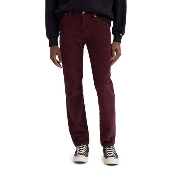 Levis 511 Slim Pants Mens 29 x 32 Maroon Corduroy Wine Tasting Stretch Pants - Picture 6 of 7